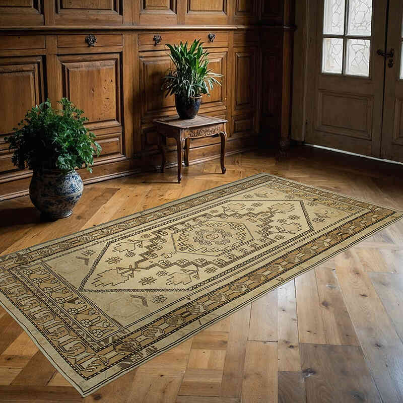 El Dokuma Vintage Halı - 115 cm x 222 cm - K0039867