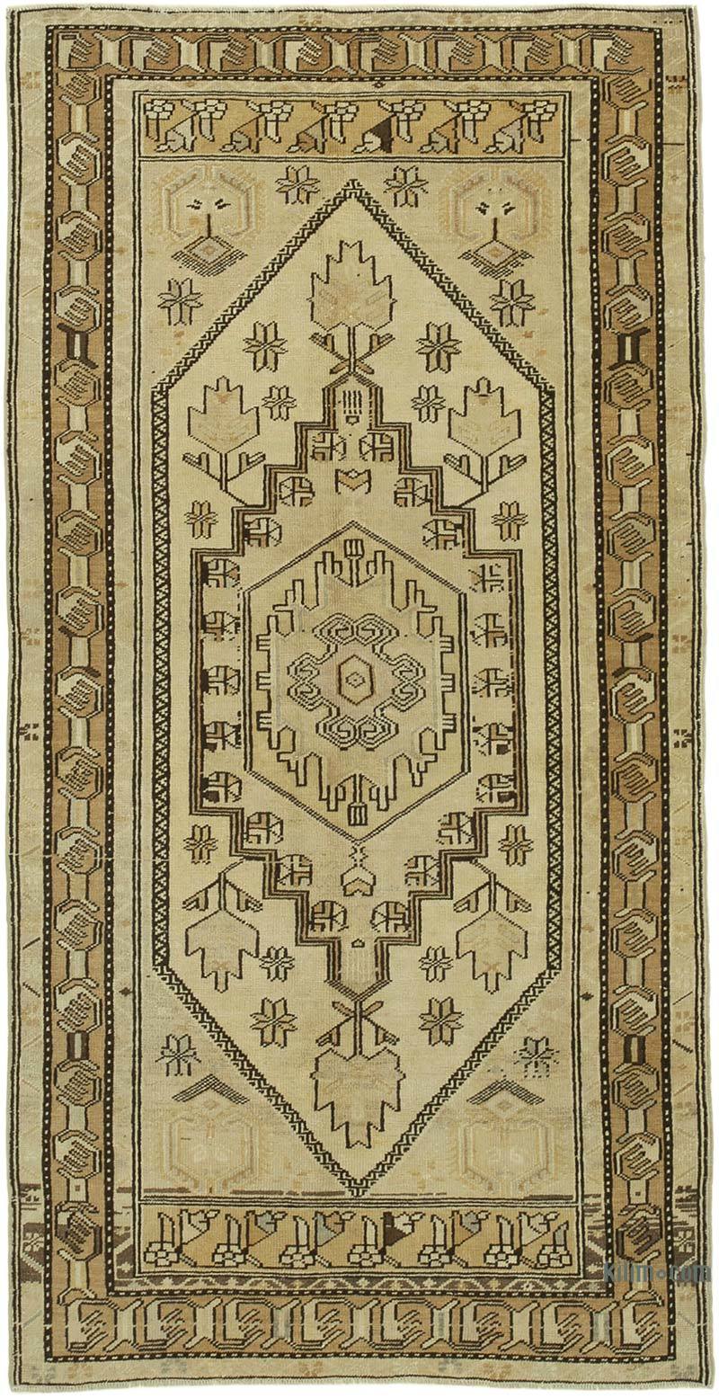 All Wool Hand-Knotted Vintage Turkish Rug - 3' 9" x 7' 3" (45" x 87") - K0039867