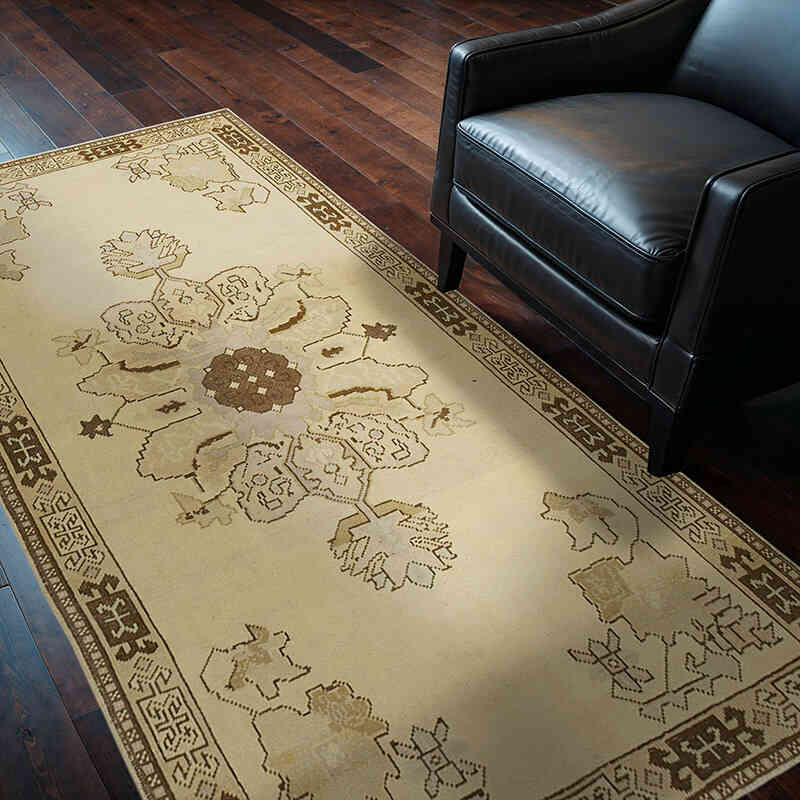 All Wool Hand-Knotted Vintage Turkish Rug - 3' 8" x 6' 9" (44" x 81") - K0039883