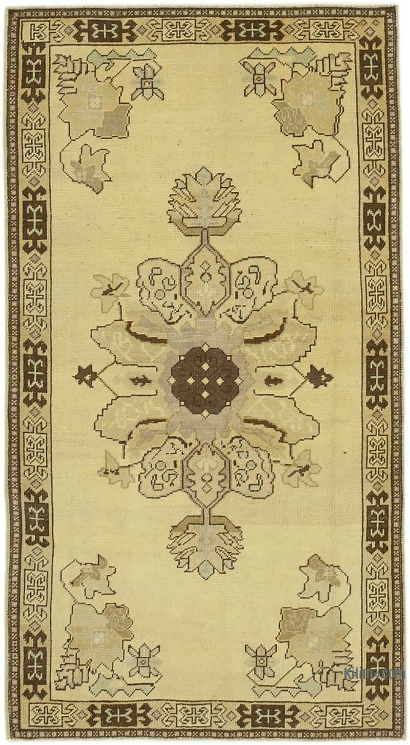 All Wool Hand-Knotted Vintage Turkish Rug - 3' 8" x 6' 9" (44" x 81") - K0039883