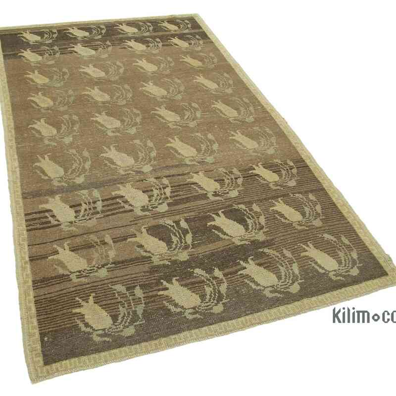 All Wool Hand-Knotted Vintage Turkish Rug - 4' 2" x 6' 11" (50" x 83") - K0039885
