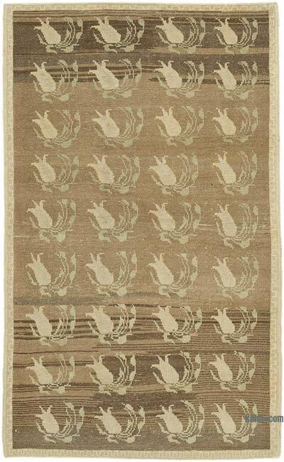 All Wool Hand-Knotted Vintage Turkish Rug - 4' 2" x 6' 11" (50" x 83")