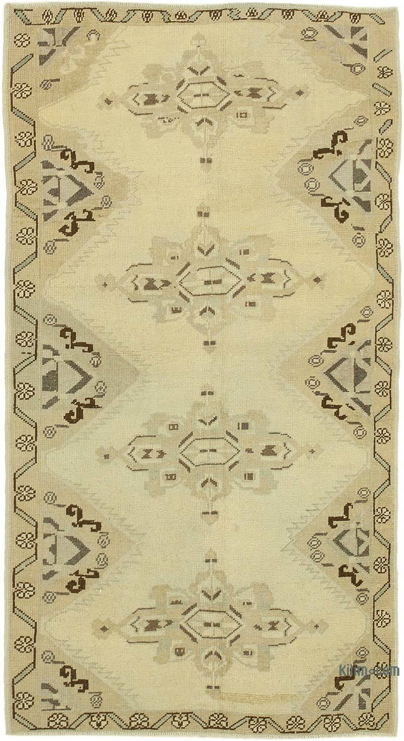 All Wool Hand-Knotted Vintage Turkish Rug - 3' 7" x 6' 7" (43" x 79") - K0039930