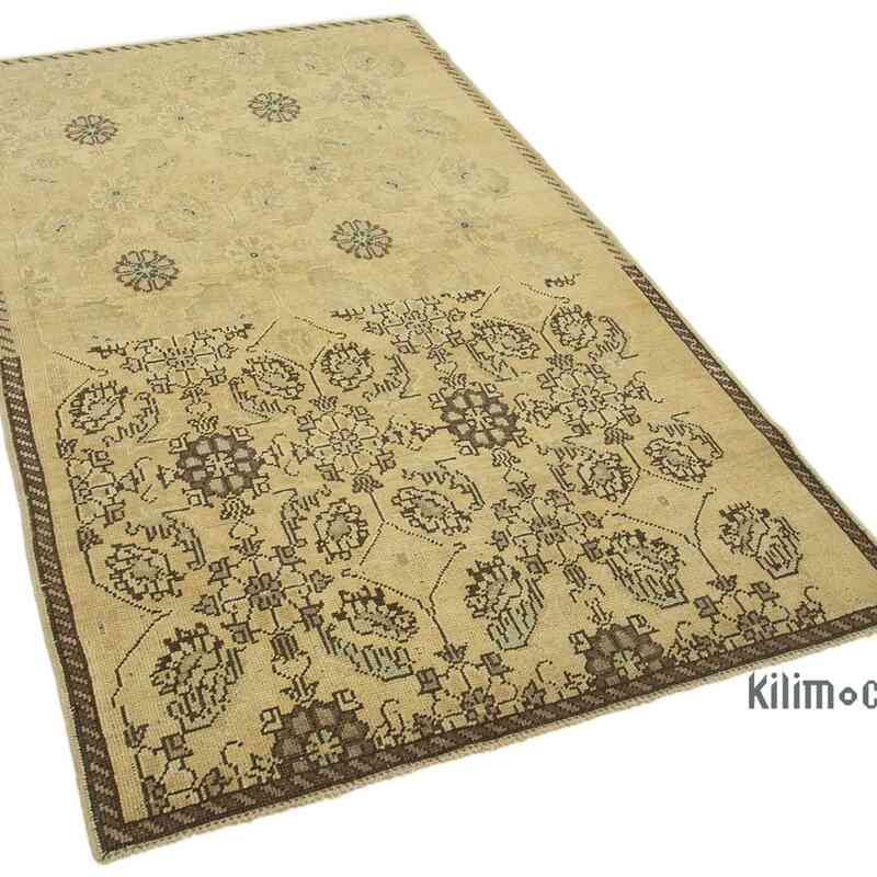 All Wool Hand-Knotted Vintage Turkish Rug - 4'  x 6' 11" (48" x 83") - K0039941