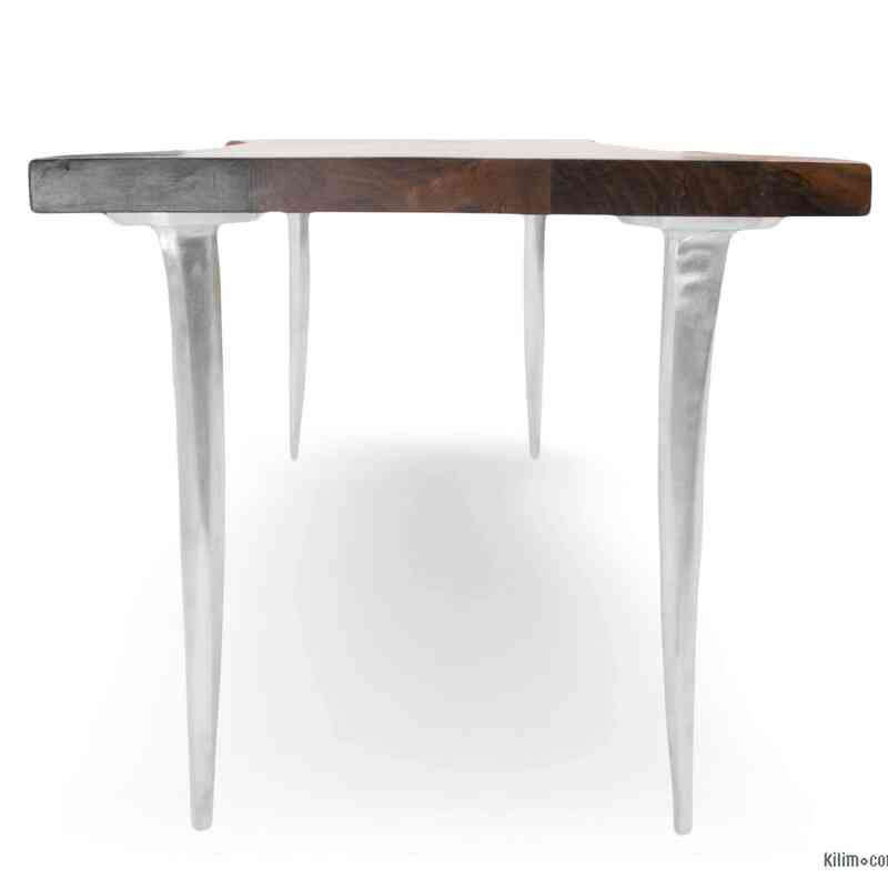 Walnut Table with Sand Cast Aluminium Legs - K0040423