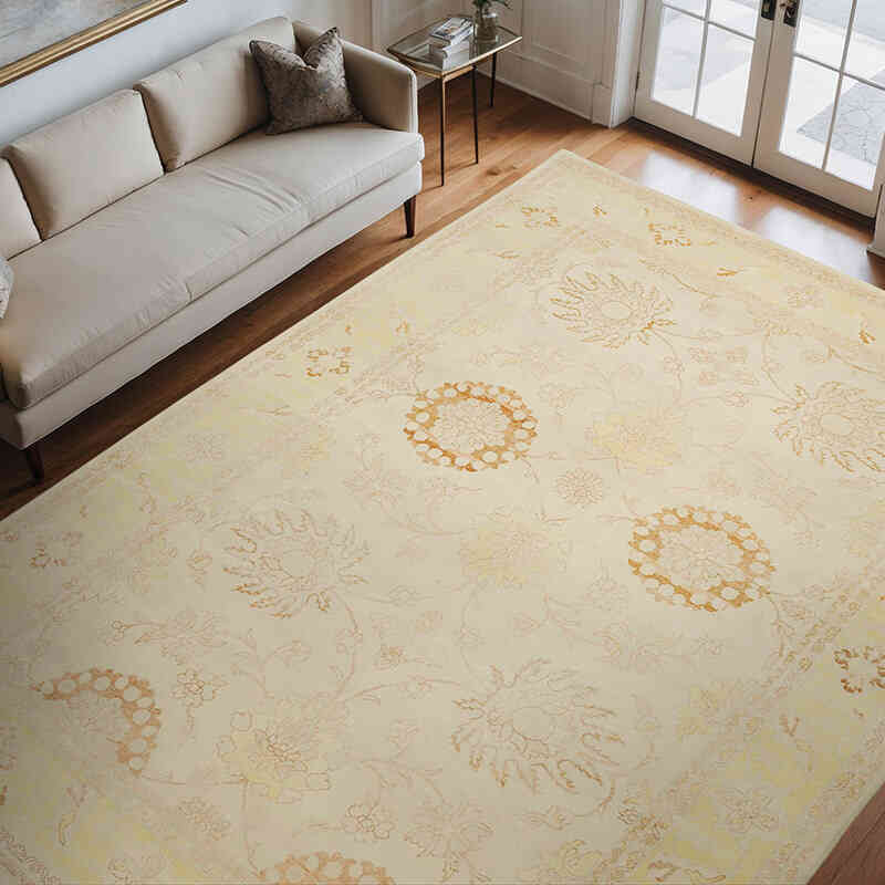 New Hand Knotted Wool Oushak Rug - 8' 7" x 11' 9" (103" x 141") - K0040452
