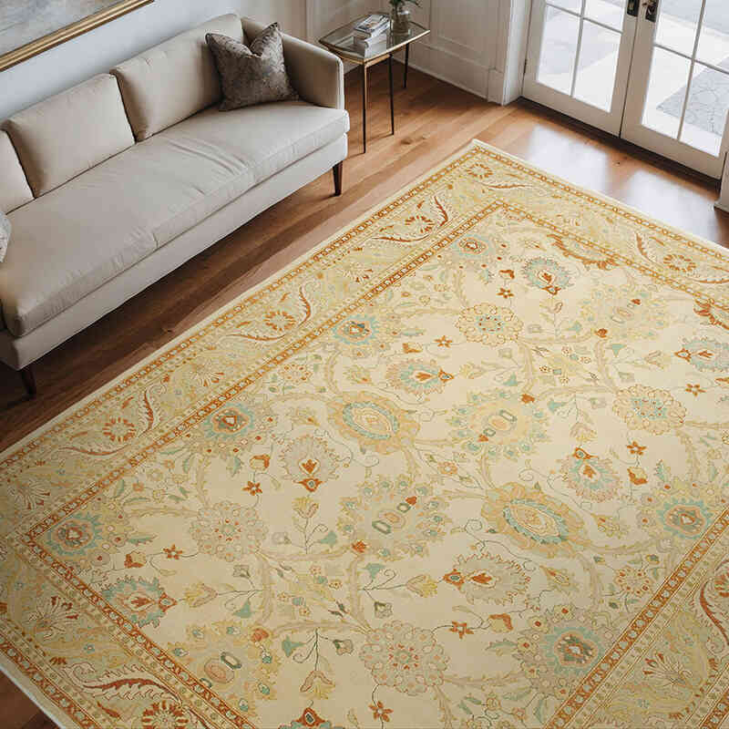 New Hand Knotted Wool Oushak Rug - 9' 8" x 11' 7" (116" x 139") - K0040488