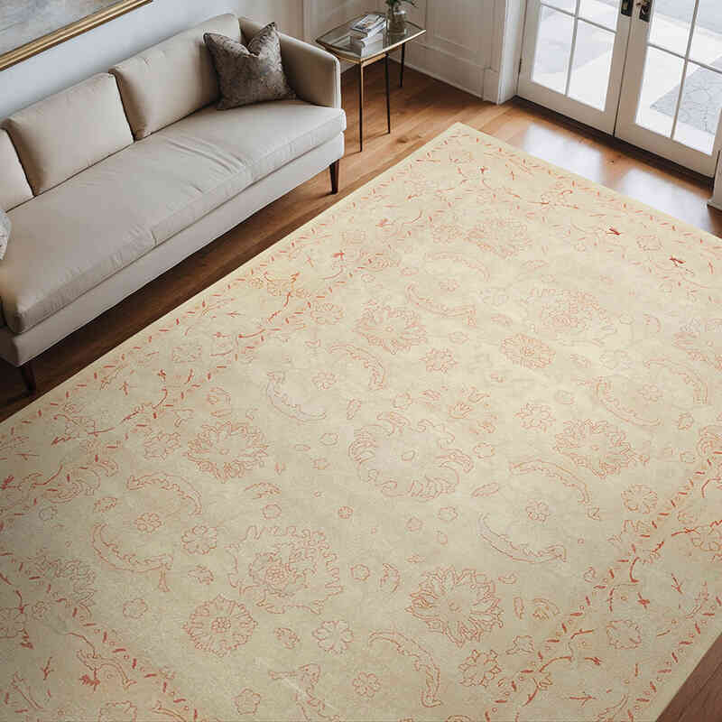 New Hand Knotted Wool Oushak Rug - 8' 8" x 11' 7" (104" x 139") - K0040505