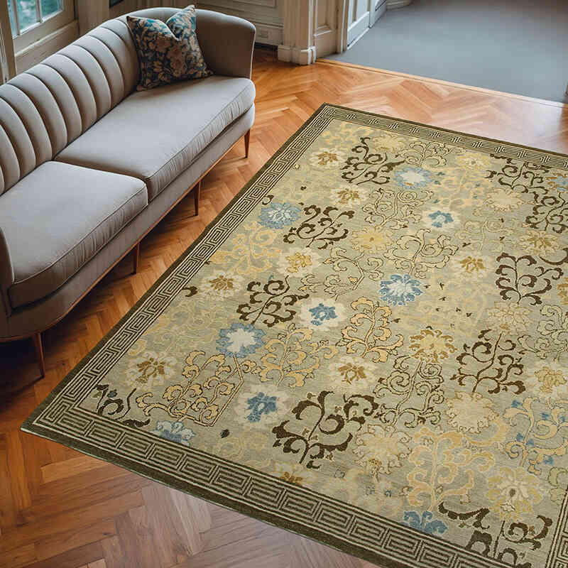 New Hand Knotted Wool Oushak Rug - 8'  x 9' 11" (96" x 119") - K0040542