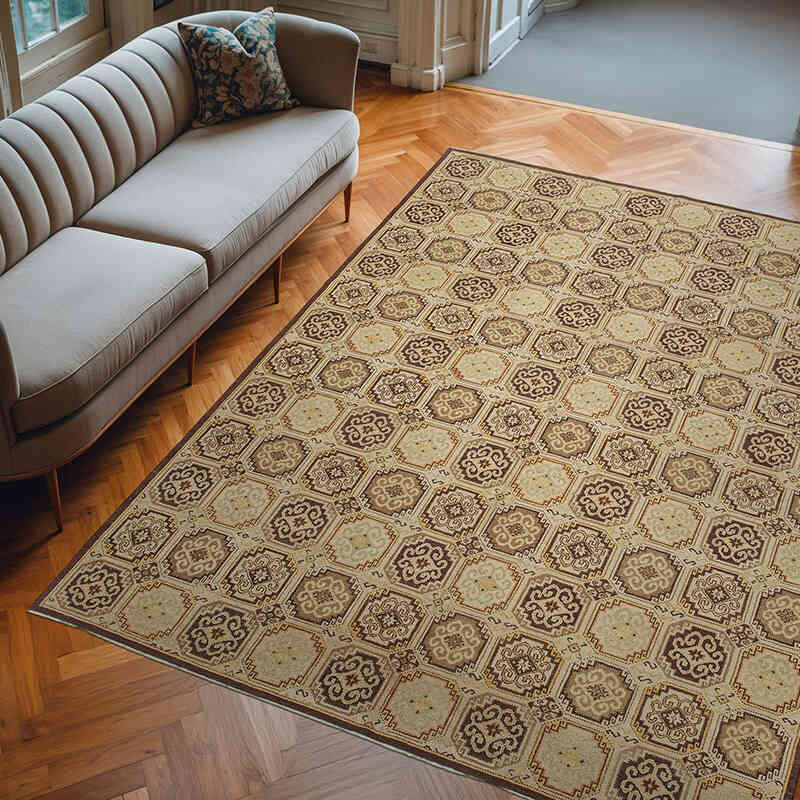 New Hand Knotted Wool Oushak Rug - 8'  x 10' 5" (96" x 125") - K0040543