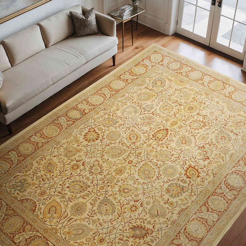 New Hand Knotted Wool Oushak Rug - 8' 6" x 11' 8" (102" x 140") - K0040544