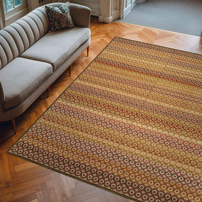 New Hand Knotted Wool Rug - 8' 2" x 9' 11" (98" x 119") - K0040556