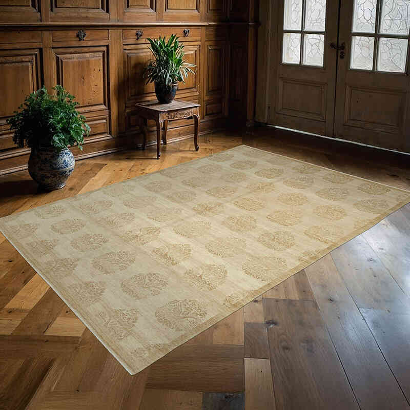 New Hand Knotted Wool Oushak Rug - 5' 11" x 8' 7" (71" x 103") - K0040591