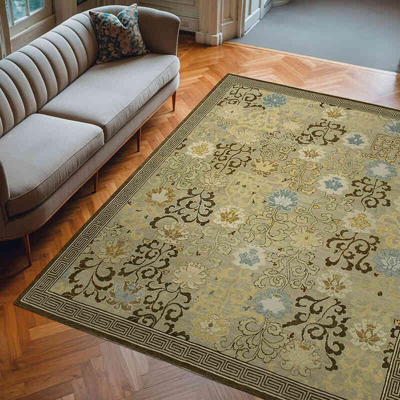 New Hand Knotted Wool Oushak Rug - 7' 11" x 10'  (95" x 120") - K0040615