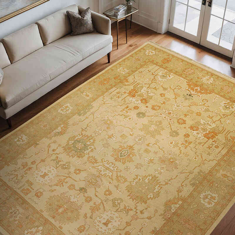 New Hand Knotted Wool Oushak Rug - 8' 11" x 12'  (107" x 144") - K0040639