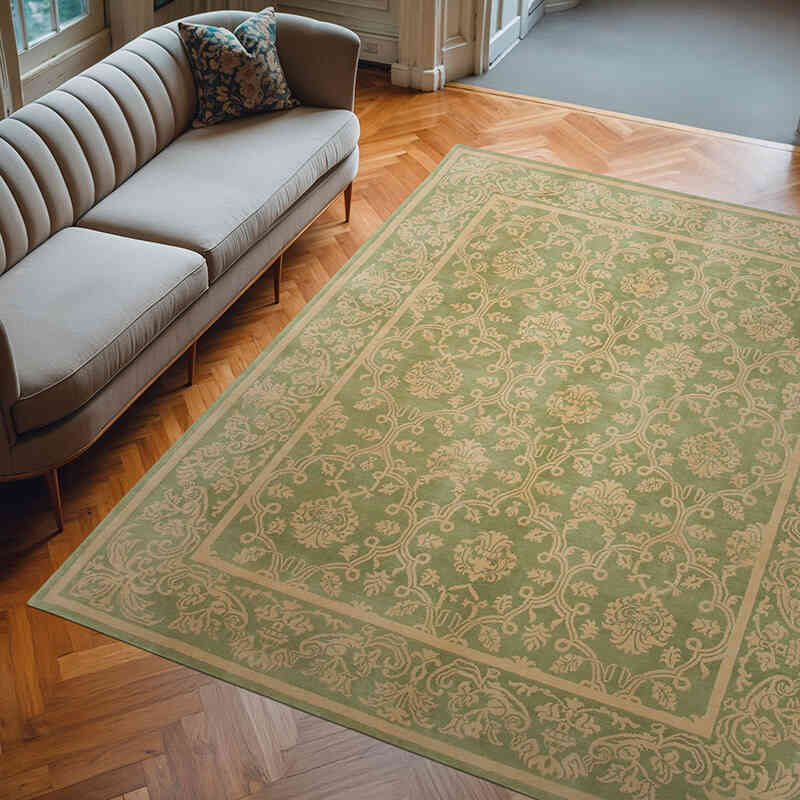 New Hand Knotted Wool Oushak Rug - 8' 2" x 10' 2" (98" x 122") - K0040640