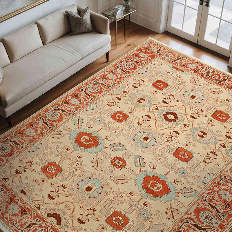 New Hand Knotted Wool Oushak Rug - 9' 2" x 11' 6" (110" x 138") - K0040643