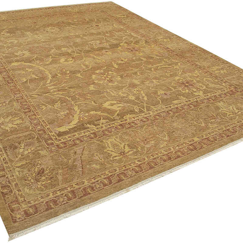 New Hand Knotted Wool Oushak Rug - 9' 1" x 11' 10" (109" x 142") - K0040653