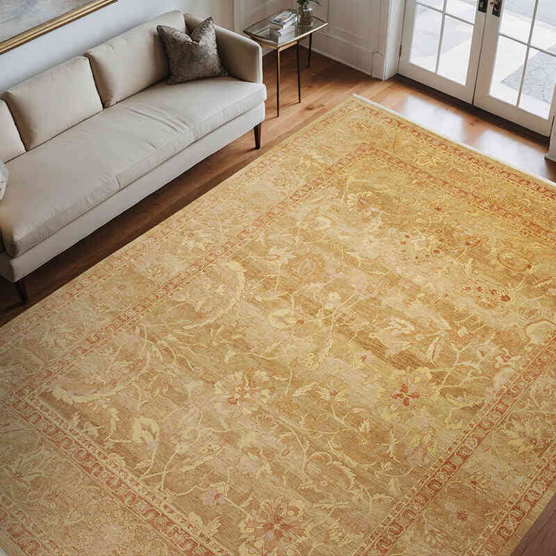 New Hand Knotted Wool Oushak Rug - 9' 1" x 11' 10" (109" x 142") - K0040653