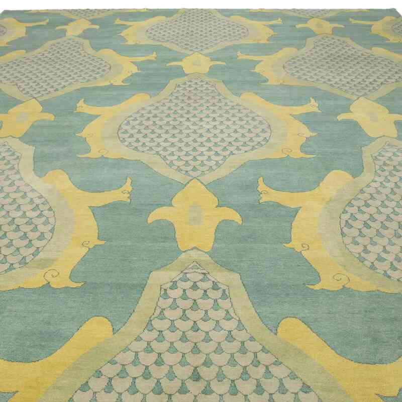 New Hand Knotted Wool Oushak Rug - 8' 11" x 11' 11" (107" x 143") - K0040654
