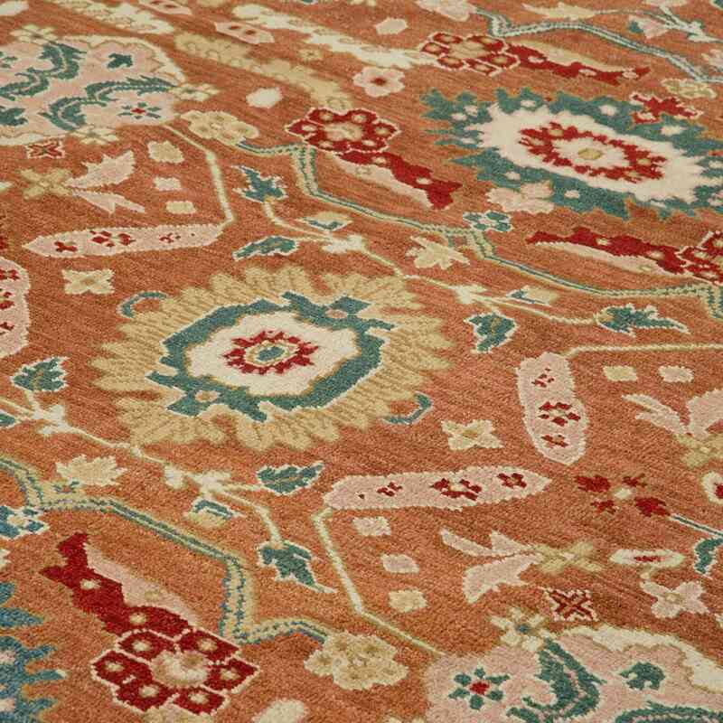 New Hand Knotted Wool Oushak Rug - 9' 2" x 11' 10" (110" x 142") - K0040664