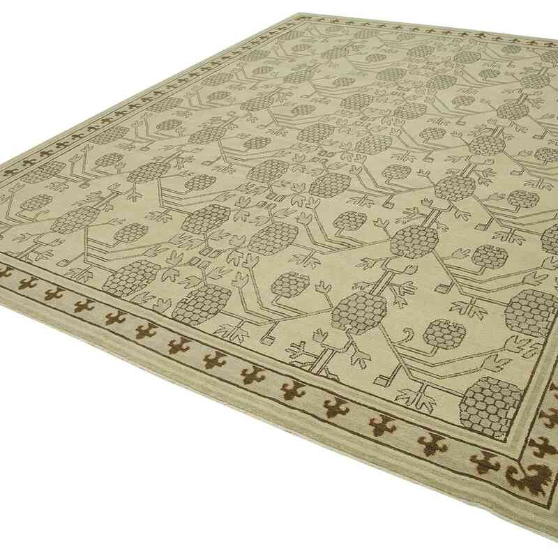 New Hand Knotted Wool Oushak Rug - 9' 3" x 11' 11" (111" x 143") - K0040708