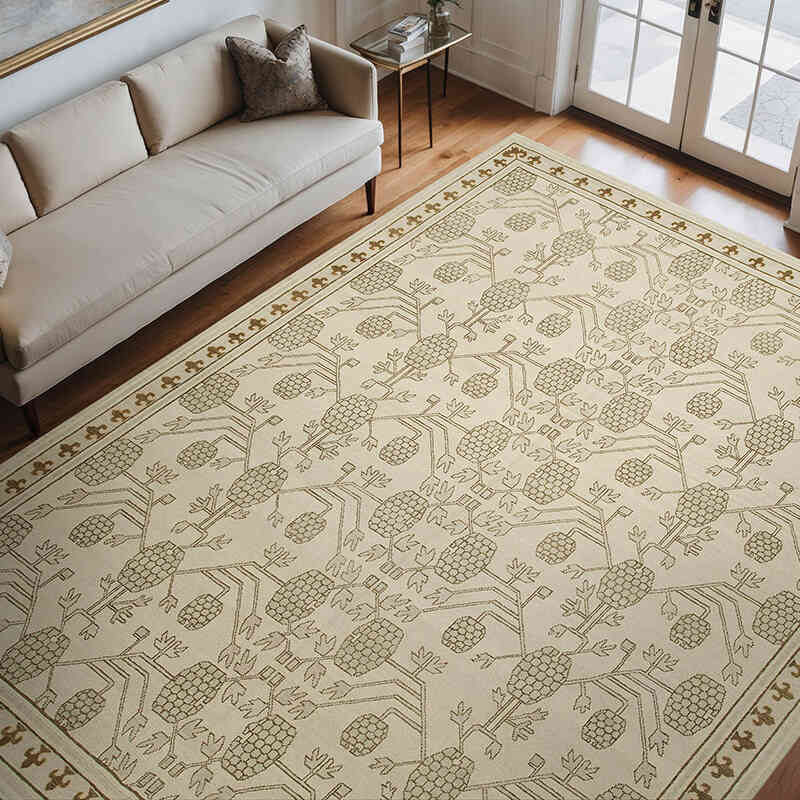 New Hand Knotted Wool Oushak Rug - 9' 3" x 11' 11" (111" x 143") - K0040708