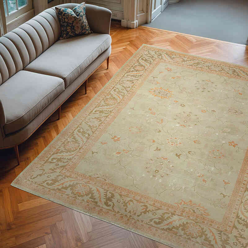 New Hand Knotted Wool Oushak Rug - 8' 5" x 9' 10" (101" x 118") - K0040719