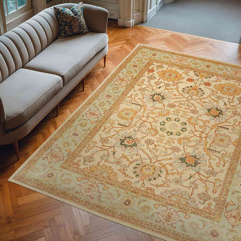 New Hand Knotted Wool Oushak Rug - 8' 2" x 9' 10" (98" x 118") - K0040730