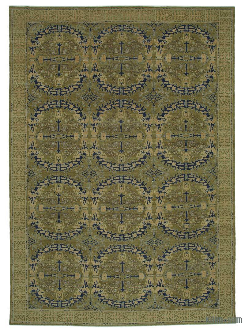 New Hand Knotted Wool Oushak Rug - 9' 9" x 14' 1" (117" x 169") - K0040731