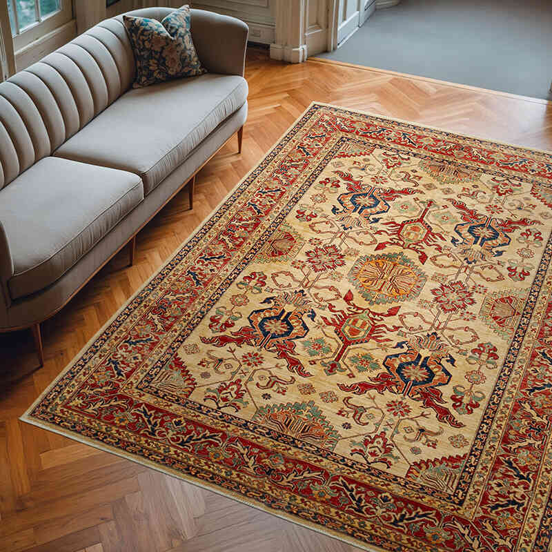 New Hand Knotted Wool Oushak Rug - 7' 11" x 10' 3" (95" x 123") - K0040737