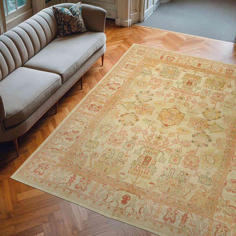 New Hand Knotted Wool Oushak Rug - 7' 9" x 9' 8" (93" x 116") - K0040740