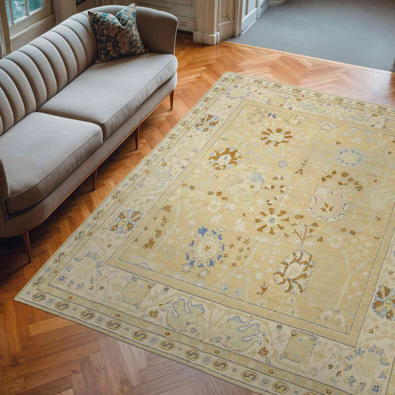 New Hand Knotted Wool Oushak Rug - 7' 10" x 9' 11" (94" x 119") - K0040794