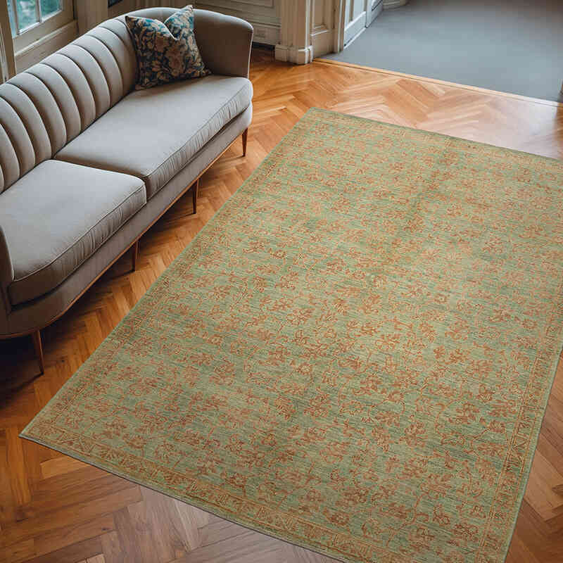New Hand Knotted Wool Oushak Rug - 6' 2" x 8' 10" (74" x 106") - K0040796