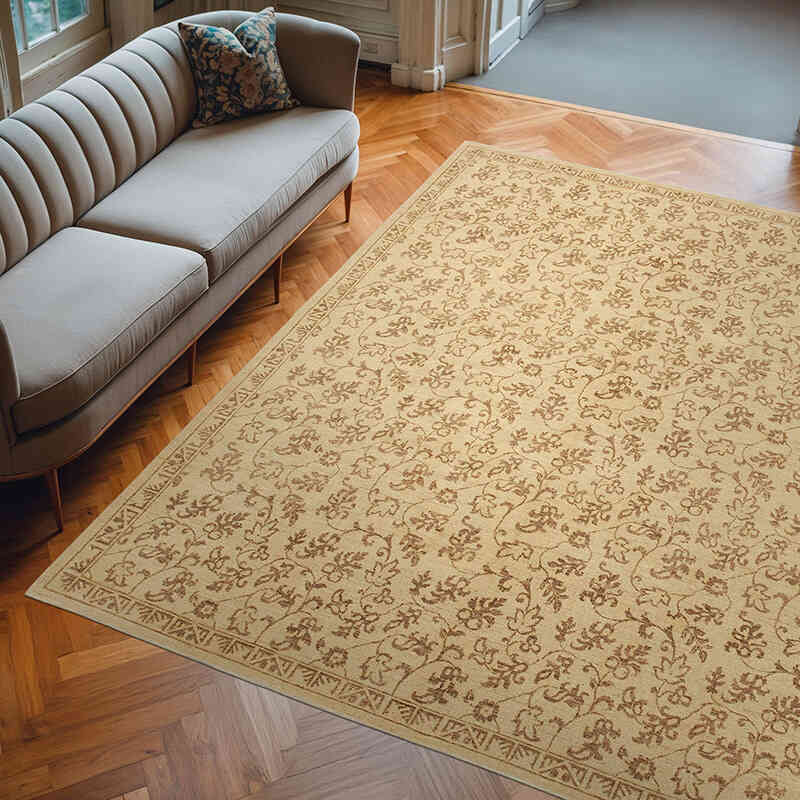 New Hand Knotted Wool Oushak Rug - 8' 2" x 9' 7" (98" x 115") - K0040814