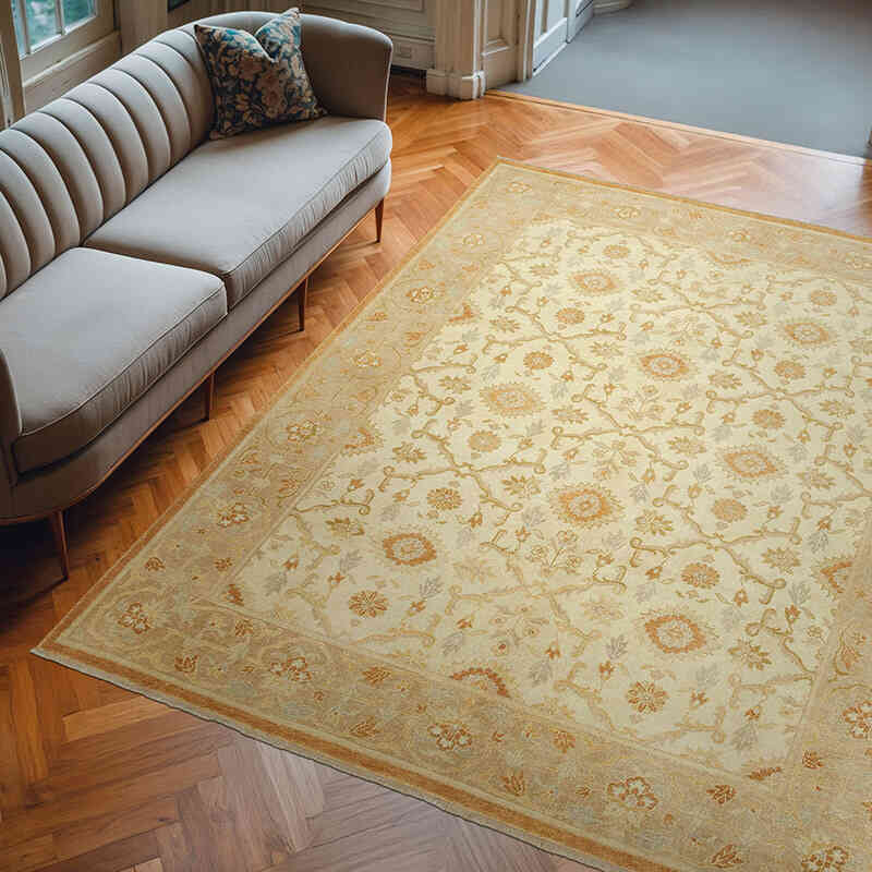 New Hand Knotted Wool Oushak Rug - 8' 1" x 10' 1" (97" x 121") - K0040958