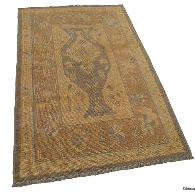 New Hand Knotted Wool Oushak Rug - 3' 7" x 5' 9" (43" x 69") - K0040968
