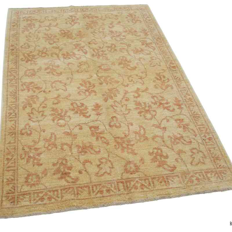 New Hand Knotted Wool Oushak Rug - 3' 9" x 5' 11" (45" x 71") - K0040975