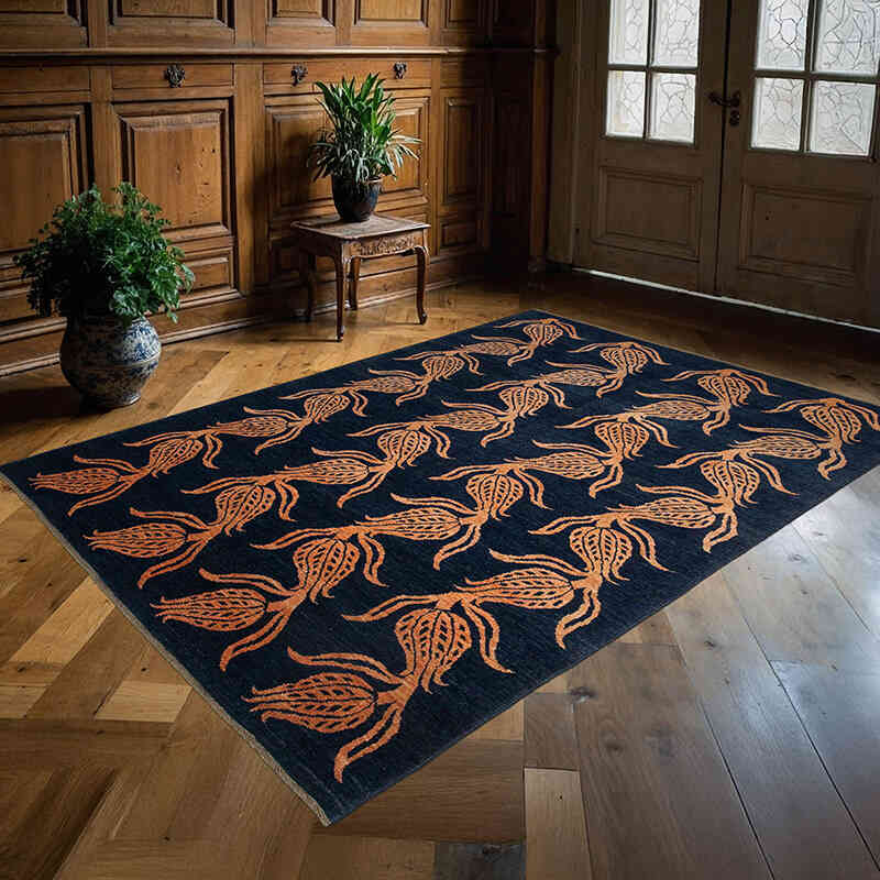 Nueva Alfombra Oushak Tejida a Mano - 174 cm x 240 cm - K0041005