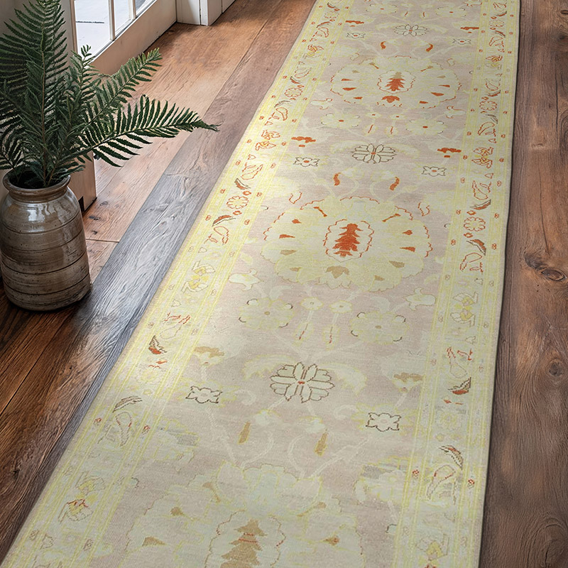 Nueva Alfombra Ushak Tejida a Mano - 87 cm x 361 cm - K0041076