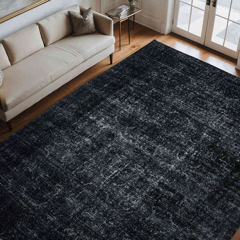 Siyah Boyalı El Dokuma Vintage Halı - 285 cm x 369 cm - K0041129