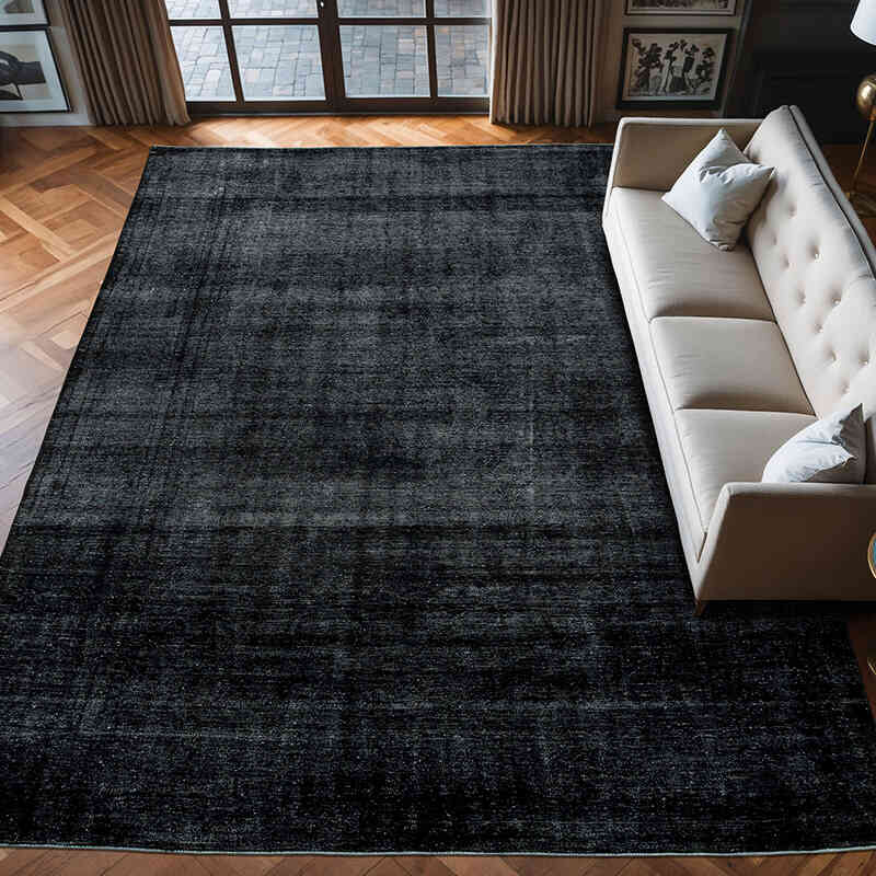 Siyah Boyalı El Dokuma Vintage Halı - 290 cm x 405 cm - K0041165