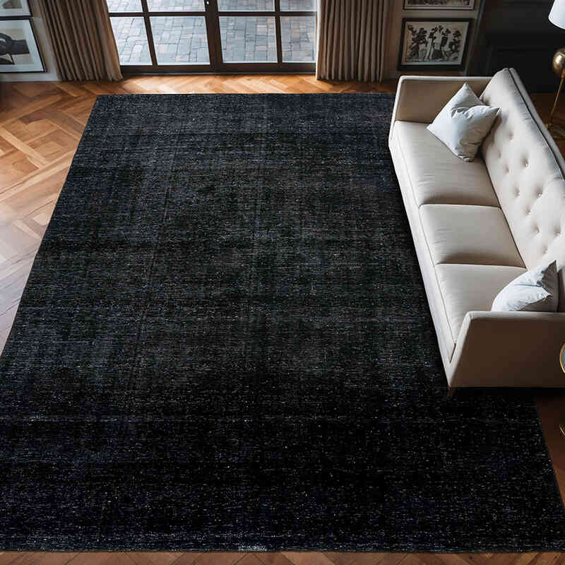 Black Over-dyed Vintage Hand-Knotted Oriental Rug - 8' 11" x 12' 6" (107" x 150") - K0041169