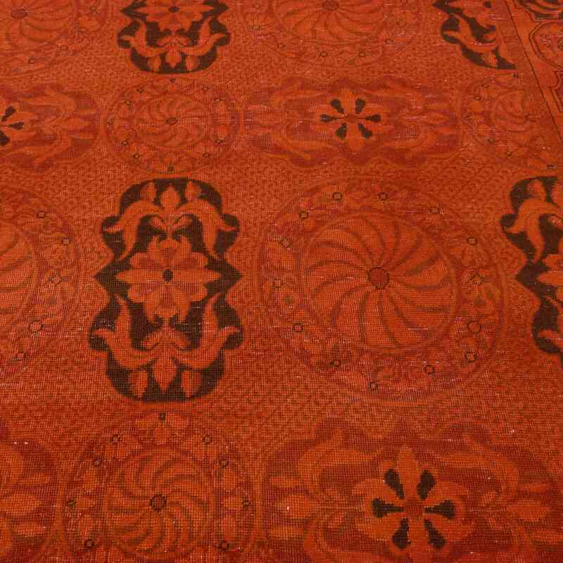 Orange Over-dyed Vintage Hand-Knotted Turkish Rug - 9' 2" x 11' 8" (110" x 140") - K0041193