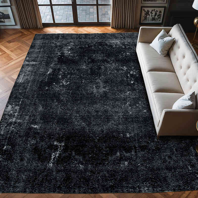 Siyah Boyalı El Dokuma Vintage Halı - 292 cm x 383 cm - K0041200