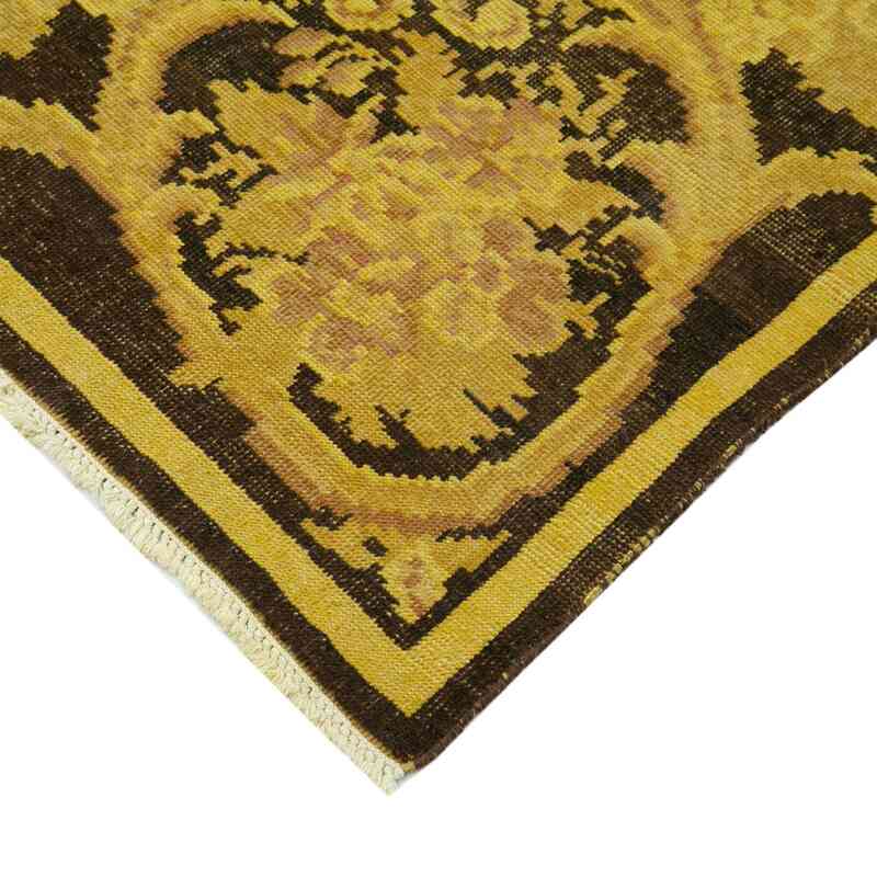 Amarillo Alfombra Turca Vintage Sobre-teñida  - 273 cm x 372 cm - K0041215