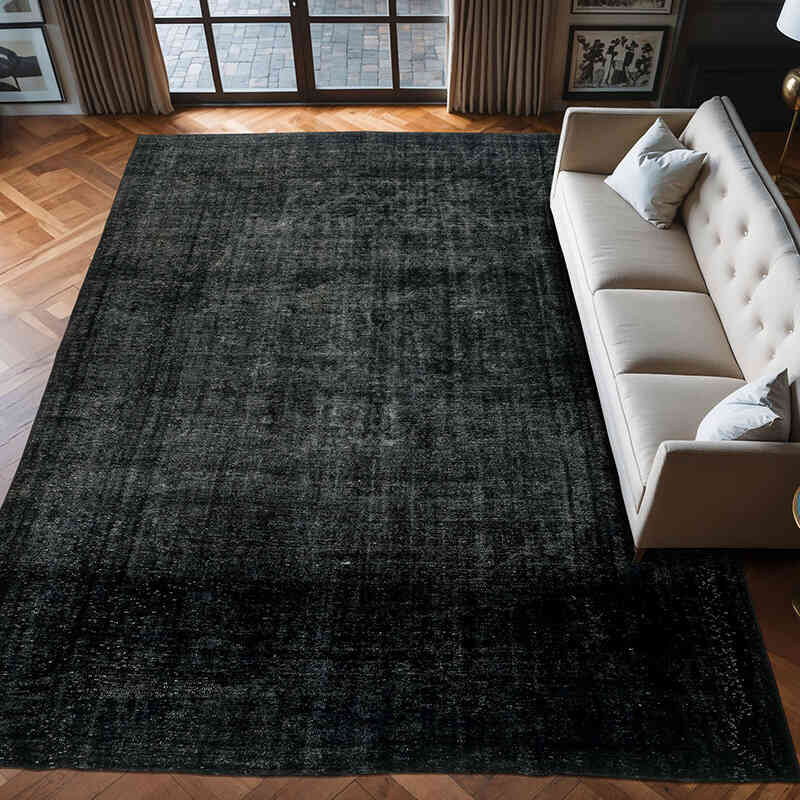 Negro Alfombra Turca Vintage Sobre-teñida  - 290 cm x 410 cm - K0041218