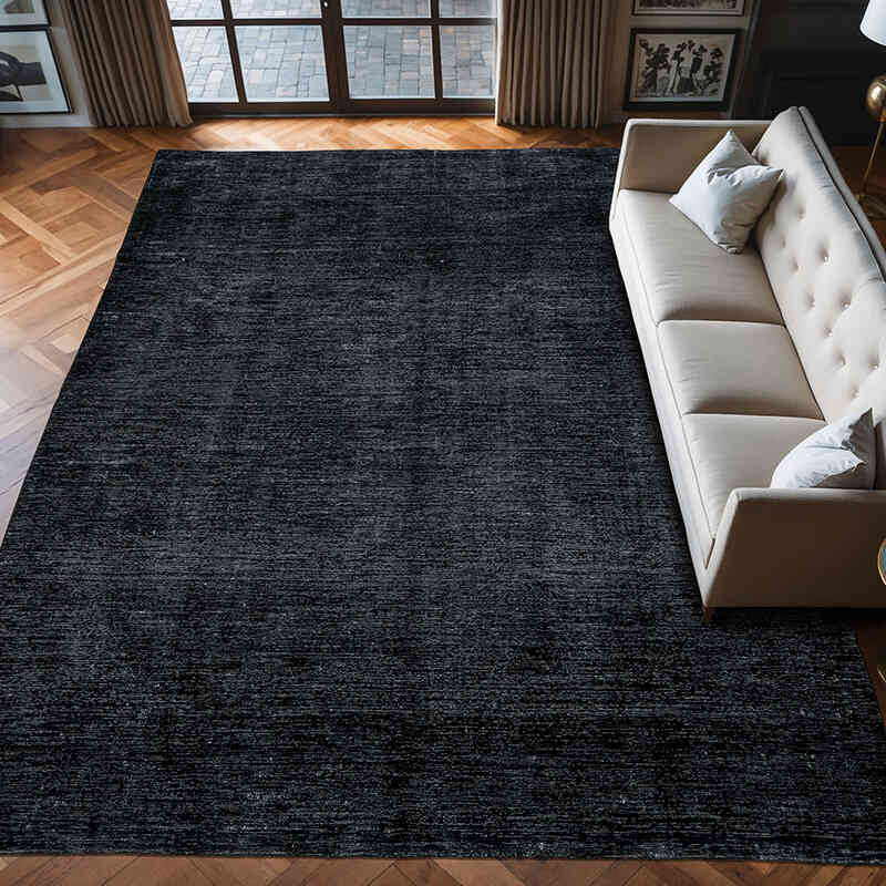 Negro Alfombra Turca Vintage Sobre-teñida  - 287 cm x 393 cm - K0041290