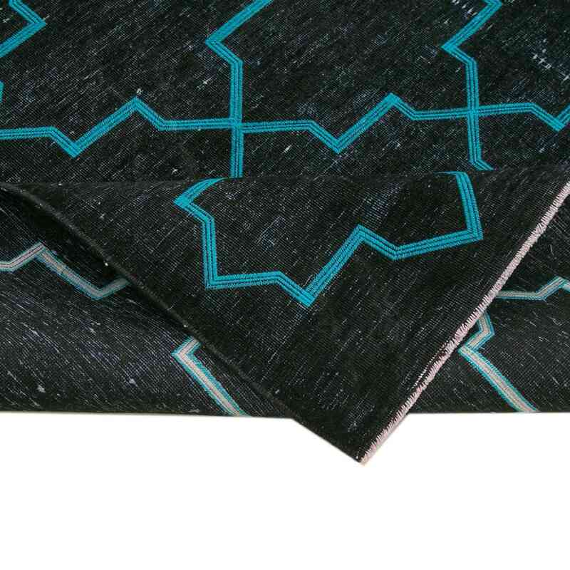 Black Embroidered Over-dyed Turkish Vintage Rug - 9' 3" x 12' 8" (111" x 152") - K0042722