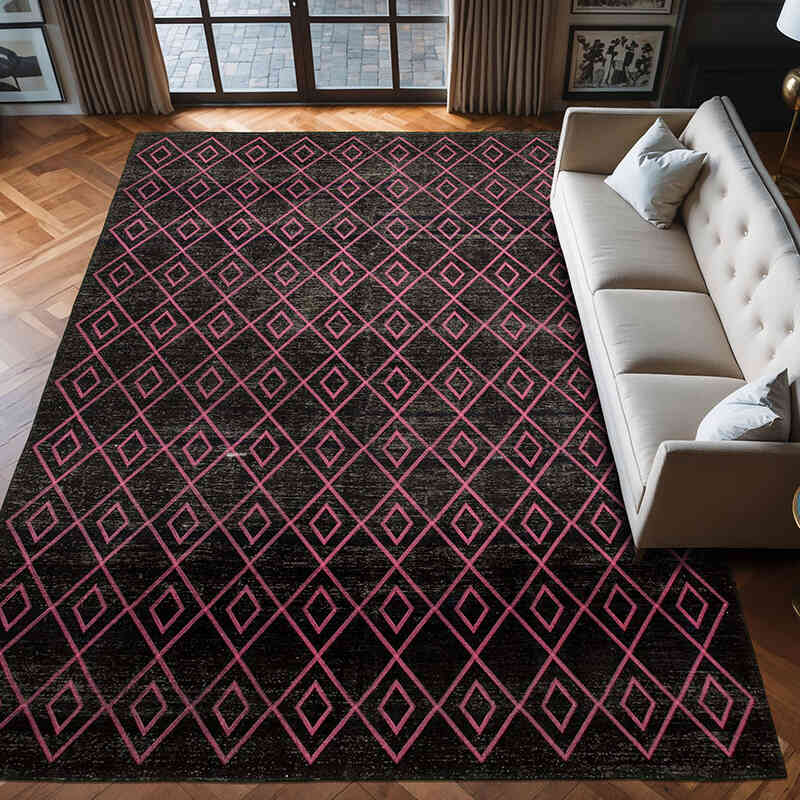 Negro Alfombra Turca bordada sobre teñida vintage - 284 cm x 412 cm - K0042732